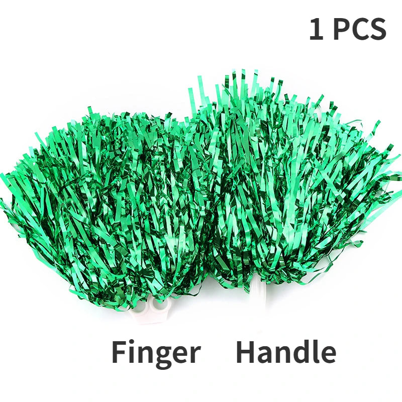 Cheerleading Pom Poms with Handle Cheer Balls Gold Yellow Pink Red Green Blue Hand Dance Pompoms Accessories for Women Girl Kids