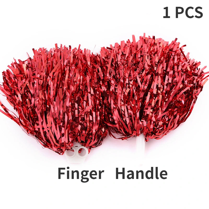 Cheerleading Pom Poms with Handle Cheer Balls Gold Yellow Pink Red Green Blue Hand Dance Pompoms Accessories for Women Girl Kids