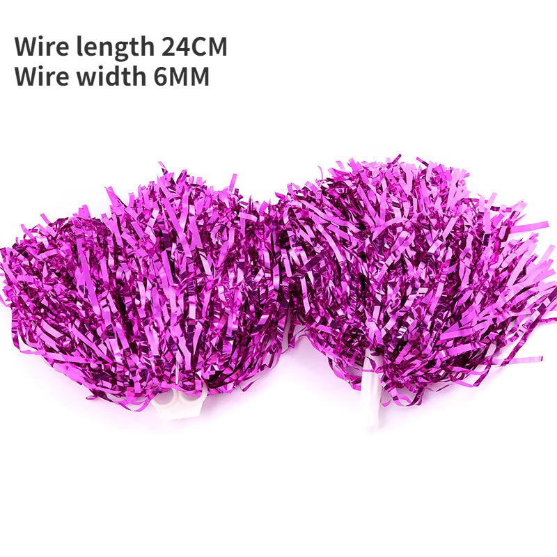 Cheerleading Pom Poms with Handle Cheer Balls Gold Yellow Pink Red Green Blue Hand Dance Pompoms Accessories for Women Girl Kids