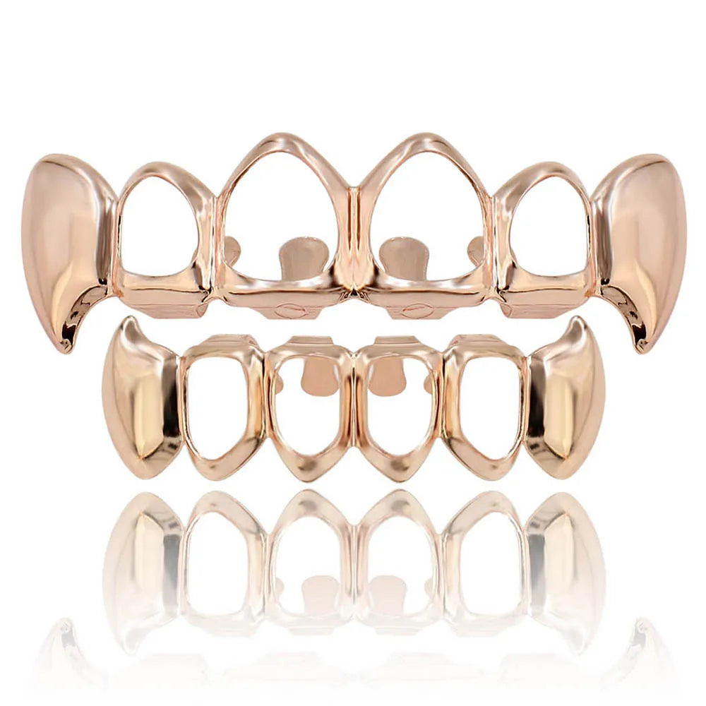 JINAO NEW 2024 Hip Hop Vampire fangs Teeth Set Grillz Men Women Top&Bottom Grill Punk Rapper Halloween FLame Cosplay
