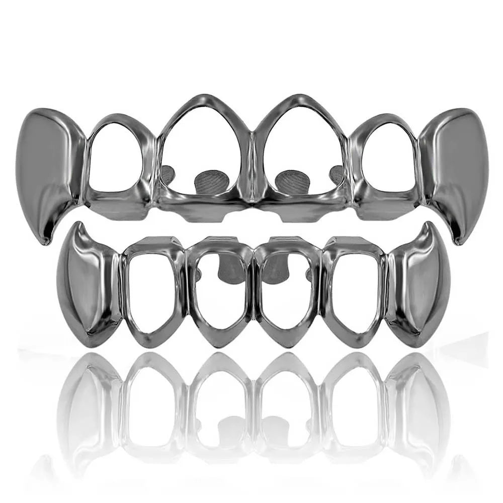 JINAO NEW 2024 Hip Hop Vampire fangs Teeth Set Grillz Men Women Top&Bottom Grill Punk Rapper Halloween FLame Cosplay