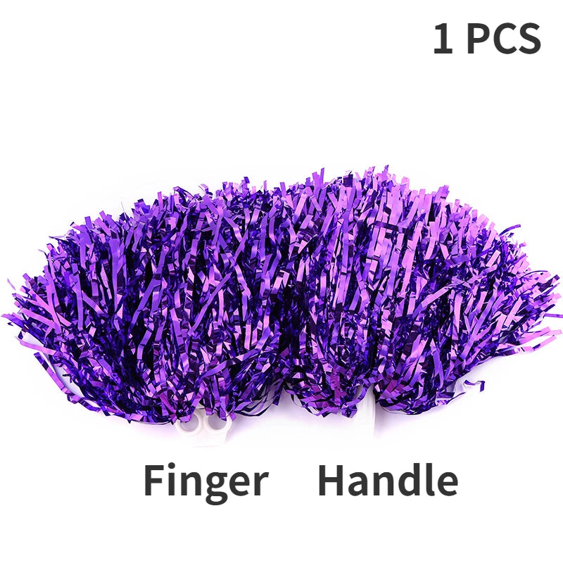 Cheerleading Pom Poms with Handle Cheer Balls Gold Yellow Pink Red Green Blue Hand Dance Pompoms Accessories for Women Girl Kids