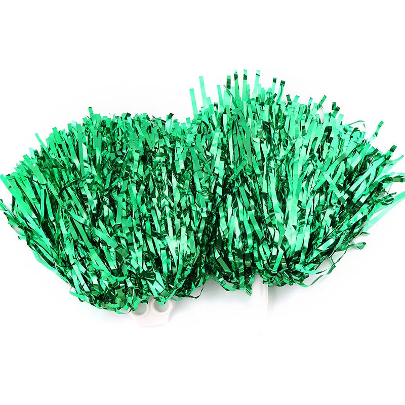 Cheerleading Pom Poms with Handle Cheer Balls Gold Yellow Pink Red Green Blue Hand Dance Pompoms Accessories for Women Girl Kids