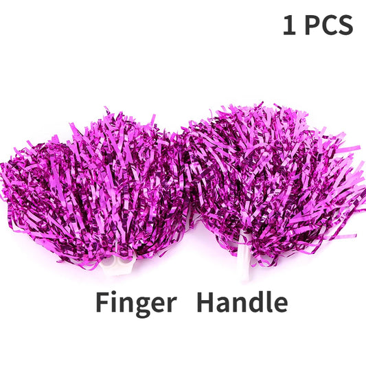 Cheerleading Pom Poms with Handle Cheer Balls Gold Yellow Pink Red Green Blue Hand Dance Pompoms Accessories for Women Girl Kids